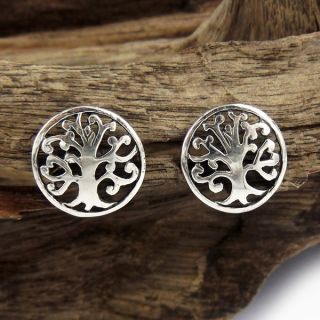 Artistic Tree of Life .925 Sterling Silver Stud Earrings (Thailand)