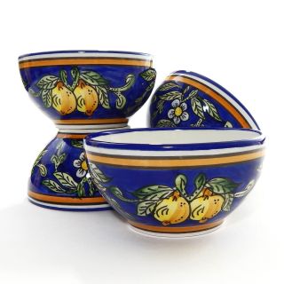 Set of 4 Citronique Design Ceramic 5.5 inch Soup Bowls (Tunisia