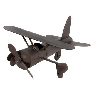 Woodland Imports Brown Metal Airplane Sculpture   18W x 9H in.   Sculptures & Figurines