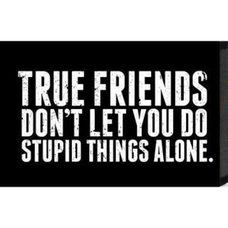 Artistic Reflections Just Sayin' 'True Friends Don't Let You Do Stupid Things Alone' by Tonya Textual Art Plaque in Black and White