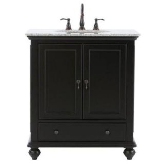Home Decorators Collection Newport 31 in. Vanity in Black with Granite Vanity Top in Gray with White Basin 1975200210