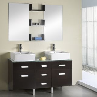 Virtu Maybell 56 Double Bathroom Vanity Set with Mirror