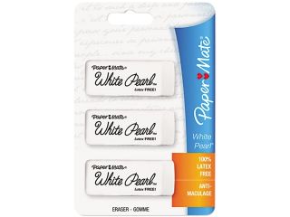 Paper Mate 70624 White Pearl Eraser, 3/Pack