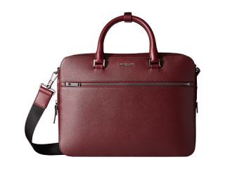 Michael Kors Harrison Cross Grain Leather Medium Zip Briefcase Oxblood