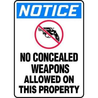 ACCUFORM SIGNS MACC816VA Sign,No Concealed Weapons,10 x 14 In.