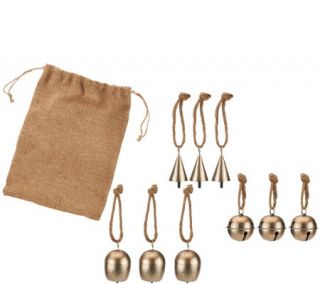 ED On Air S/9 Metal Bell Ornaments w/Burlap Bag by Ellen DeGeneres   H205929 —