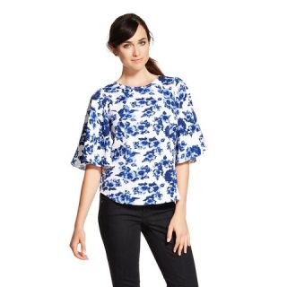 WD.NY Womens SS Floral Blouse   Blue