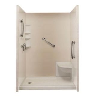 Ella Complete Freedom 40 in. x 65 in. x 98.5 in. 3 piece Easy Up Adhesive Shower Surround Package in Almond EW SS A CFP
