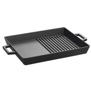 Lava ECO 10 1/4 in. x 15 1/2 in. Enameled Cast Iron Combination Grill and Griddle Pan in Slate Black LVECOGT2632T4