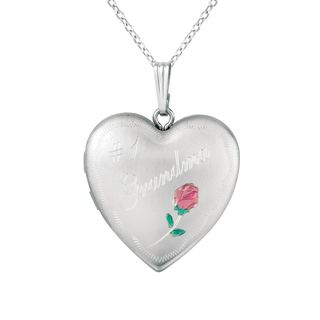 Sterling Silver #1 Grandma and Rose Heart Locket Necklace