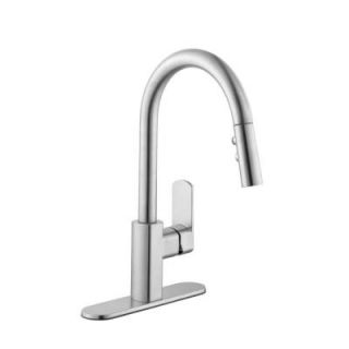 Schon 7500 Series Single Handle Pull Down Sprayer Kitchen Faucet in Stainless Steel 67553 0008D2