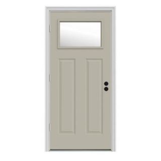 JELD WEN 34 in. x 80 in. Craftsman 1 Lite Painted Premium Steel Prehung Front Door with Brickmould THDJW167700962