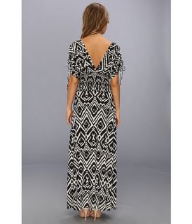 Tbags Los Angeles Empire Smocked Waist Maxi Dress CO2 Print