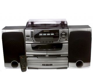 Scott AM/FM Stereo w/5 CD Changer, Dual Cassette Deck & Turntable   E18349 —