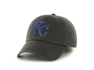 Kansas City Royals 47 Brand Charcoal Blue KC Franchise Fitted Hat Cap (M)