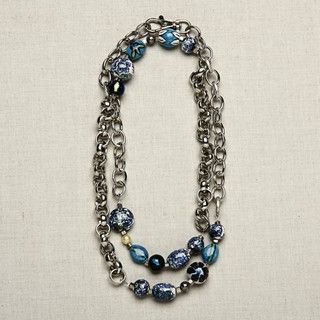 Glass Blue Cool Breeze Beaded Necklace (India)