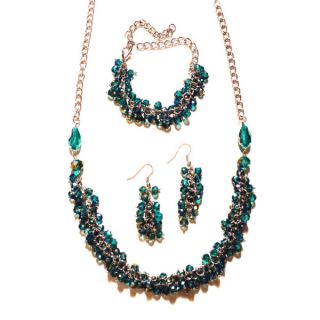 Pavcus Designs Brilliant Teal Crystal 3 piece Jewelry Set