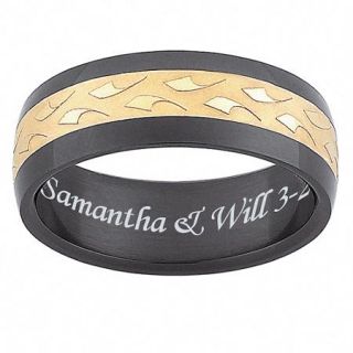 Personalized Men's Stainless Steel Black & Gold 8mm Message Band