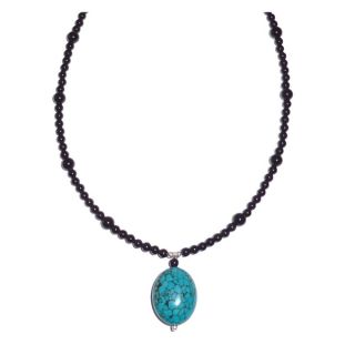 Every Morning Design Turquoise Drop With Obsidian Beaded Necklace