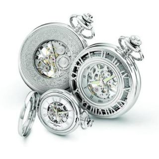 Charles Hubert Chrome over Stainless Steel Skeleton Case Pocket Watch