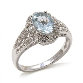 Ravenna Gems 1.25ct White Topaz and Oval Aquamarine Sterling Silver Ring   7968072