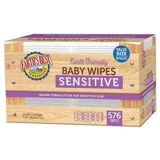Earth's Best Earth Friendly Sensitive Baby Wipes Value Size   576 Count    Hain Celestial Group