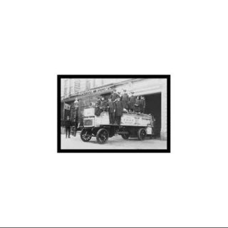New York City Firemen Posed On A Fire Engine Print (Canvas 20x30)