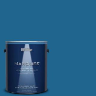 BEHR MARQUEE 1 gal. #MQ5 57 Traditional Blue One Coat Hide Satin Enamel Interior Paint 745301