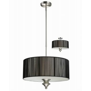 Z Lite Manhattan 20 in W Brushed Nickel Pendant Light with Fabric Shade