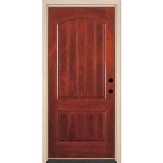 Feather River Doors 37.5 in. x 81.625 in. 2 Panel Plank Cherry Mahogany Fiberglass Prehung Front Door B03590