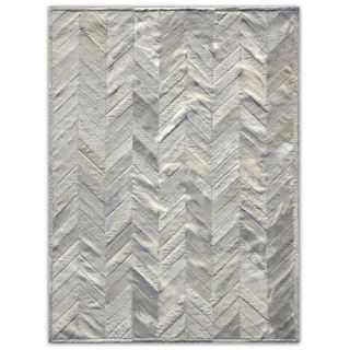 Pure Rugs Patchwork Cowhide Yves Ivory Area Rug