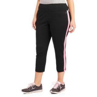 Danskin Now Women's Plus Size Dri More Capri Pants with Sporty Stripe
