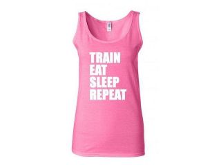Junior Train Eat Sleep Repeat Slogan Design Statement Sleeveless Tank Top