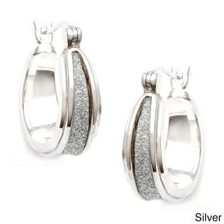 La Preciosa Sterling Silver Sparkle Center Earrings  