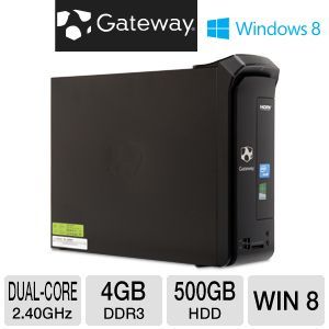 Gateway SX2865 UR338 DT.GDPAA.004 Desktop PC   Intel Dual Core G530 2.40GHz, 4GB DDR3, 500GB HDD, DVDRW, Windows 8 64 bit, Keyboard & Mouse