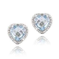 Glitzy Rocks Sterling Silver Blue Topaz and Diamond Earrings (4 1/3ct