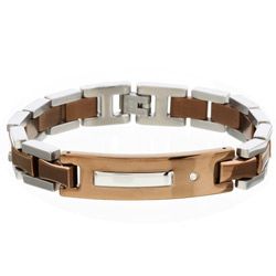 Chocolate Stainless Steel and Diamond ID Bracelet   Shopping