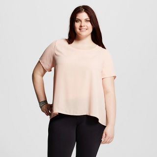 Womens Plus Size Pleated Back Crepe Hi Lo Tee   Vanity Room