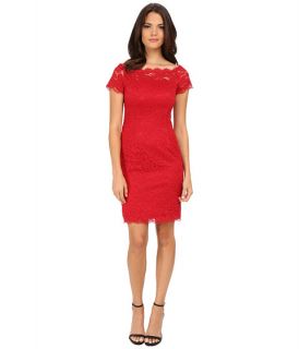 Adrianna Papell Off The Shoulder Lace Sheath Cardinal
