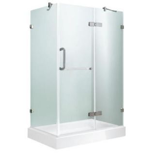 Vigo Monteray 48.125 in. x 79.25 in. Frameless Pivot Shower Door in Brushed Nickel with Clear Glass and Right Base VG6011BNCL48WR