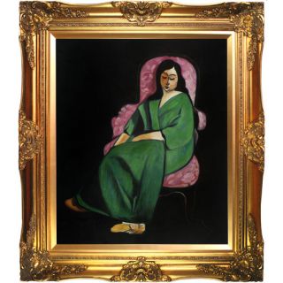 Lorette in a Green Robe Against a Black Background by Matisse Framed