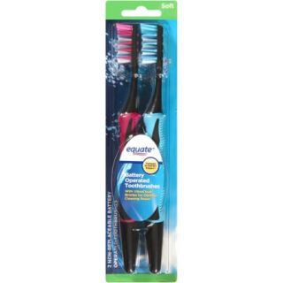 Equate Battery Operated Toothbrushes, Soft, 2 count