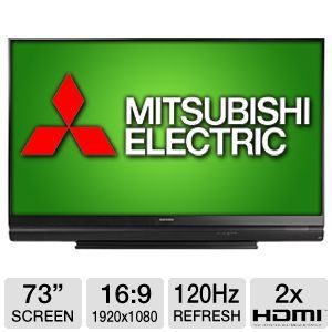 Mitsubishi WD 73C12 73 Class Home Cinema DLP HDTV   1080p, 1920 x 1080, 16:9, 120Hz Sub Frame Rate, HDMI, 6 Color Processor