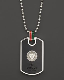 Gucci Sterling Silver And Enamel Dogtag Necklace, 23.5"
