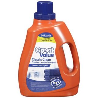 Great Value Classic Clean He Laundry Detergent, 100 oz
