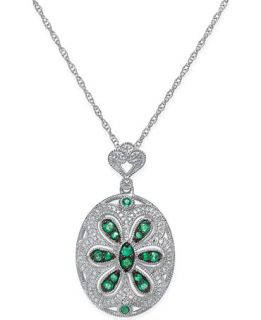 Emerald (3/8 ct. t.w.) and Diamond (1/4 ct. t.w.) Floral Disc Pendant