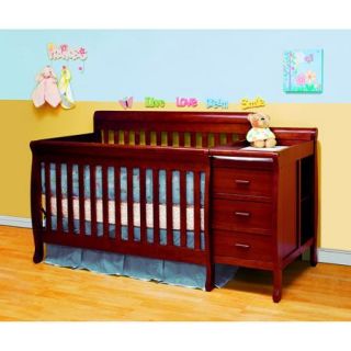Athena Kimberly 3 in 1 Convertible Crib and Changer Combo, Cherry