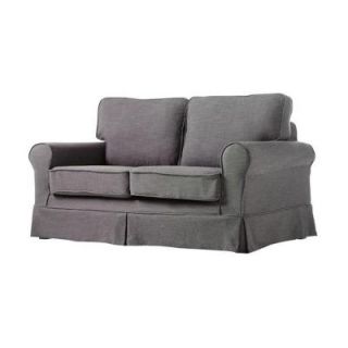 Home Decorators Collection Sophia Gray Linen 60 in. W Slipcover Loveseat 0861500270