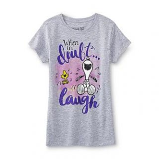 Peanuts By Schulz Snoopy Girls Glitter Graphic T Shirt   Laugh   Kids