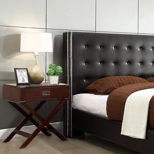 Oxford Creek  Jaxone Black Bonded Leather Full size Wingback Bed